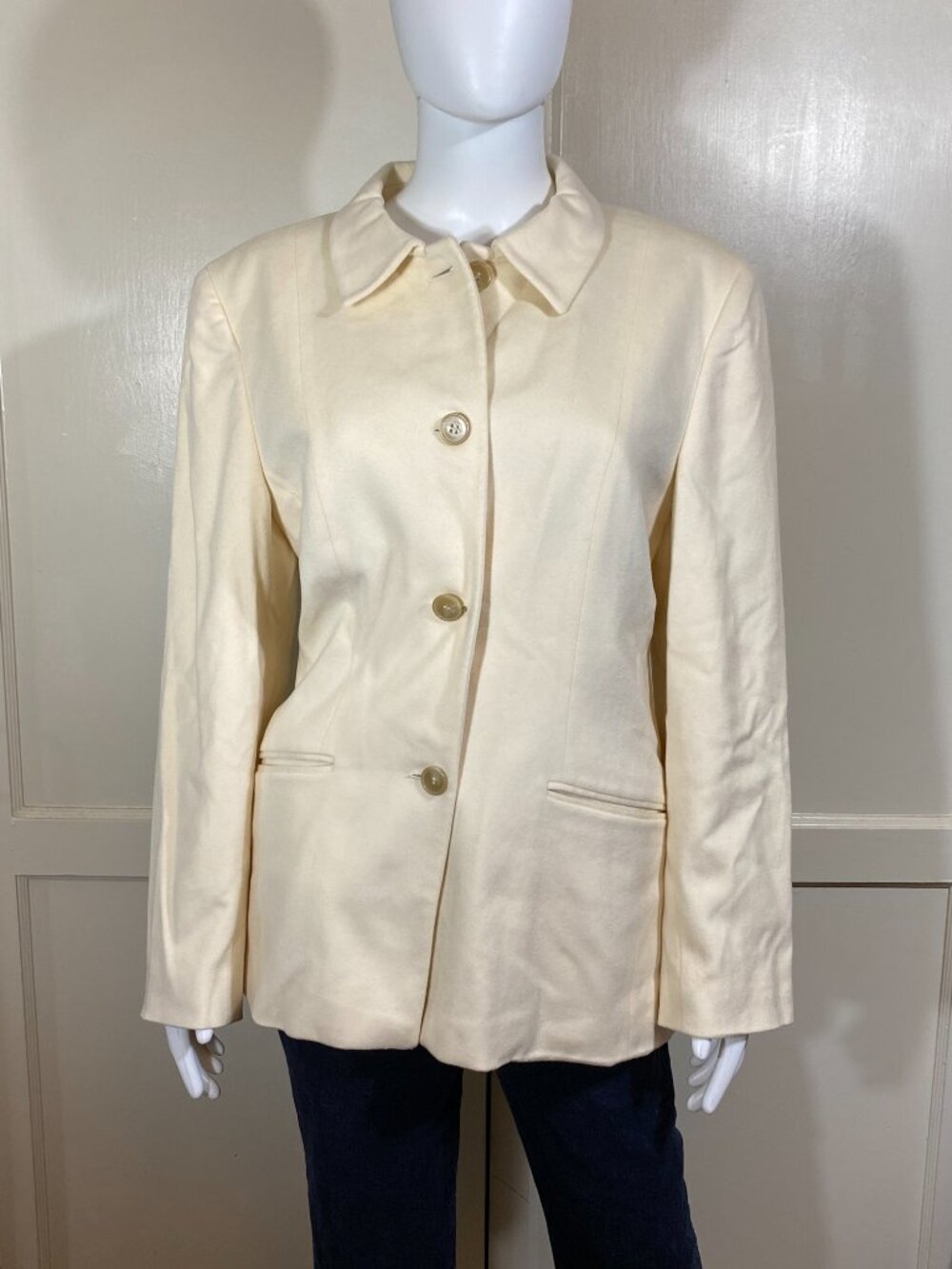 VINTAGE GIANLUCA ISAIA Napoli 100% Italian Cashmere Ivory Jacket Blazer Luxury L